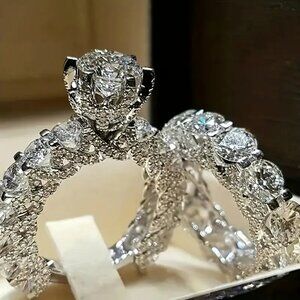 2pcs/set Classic Luxurious Rings, Engagement Proposal Ring, Men's Alloy Ring